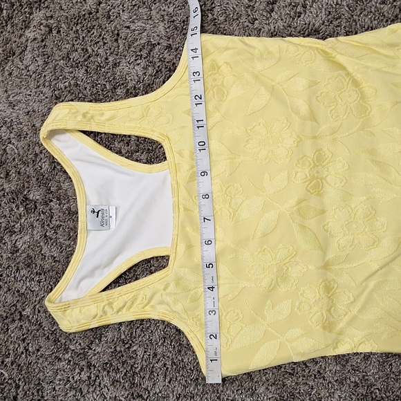 Kinesis made in USA lined floral workout halter tank top - M - light yellow - Picture 7 of 9